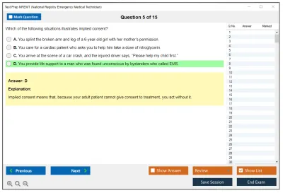 Test Prep NREMT National Registry Emergency Medical Technician Practice test exam simulator test engine exam Prep practice test questions answers Image 5