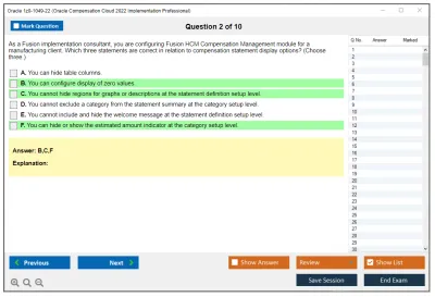 Oracle 1z0-1049-22 Oracle Compensation Cloud 2022 Implementation Professional Practice test exam simulator test engine exam Prep practice test questions answers Image 2