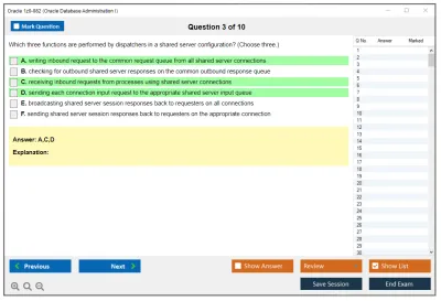 Oracle 1z0-082 Oracle Database Administration I Practice test exam simulator test engine exam Prep practice test questions answers Image 3