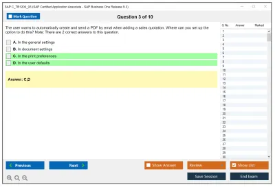 SAP C_TB1200_93 SAP Certified Application Associate - SAP Business One Release 9.3 Practice test exam simulator test engine exam Prep practice test questions answers Image 3