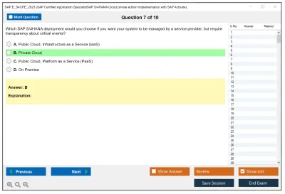 SAP E_S4CPE_2023 SAP Certified Specialist - SAP S/4HANA Cloud, private edition implementation with SAP Activate Practice test exam simulator test engine exam Prep practice test questions answers Image 7