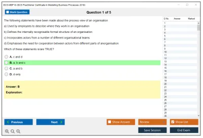 BCS MBP18 BCS Practitioner Certificate in Modelling Business Processes 2018 Practice test exam simulator test engine exam Prep practice test questions answers Image 1