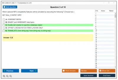 IBM C2090-616 DB2 11.1 Fundamentals for LUW Practice test exam simulator test engine exam Prep practice test questions answers Image 5