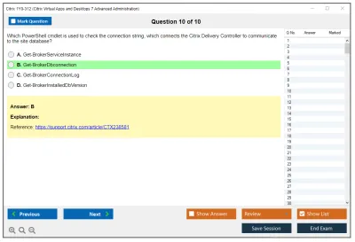 Citrix 1Y0-312 Citrix Virtual Apps and Desktops 7 Advanced Administration Practice test exam simulator test engine exam Prep practice test questions answers Image 10