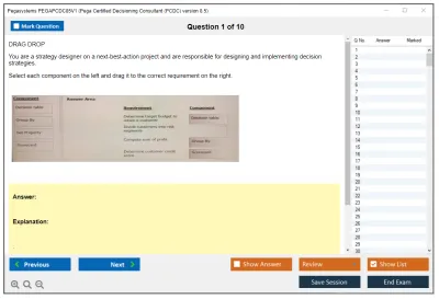 Pegasystems PEGAPCDC85V1 Pega Certified Decisioning Consultant (PCDC) version 8.5 Practice test exam simulator test engine exam Prep practice test questions answers Image 1