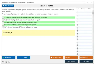 Salesforce CRT-261 Salesforce Certification Preparation for Service Cloud Consultant Practice test exam simulator test engine exam Prep practice test questions answers Image 4