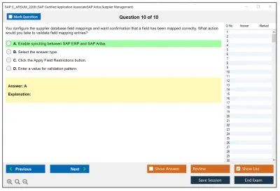 SAP C_ARSUM_2208 SAP Certified Application AssociateSAP Ariba Supplier Management Practice test exam simulator test engine exam Prep practice test questions answers Image 10