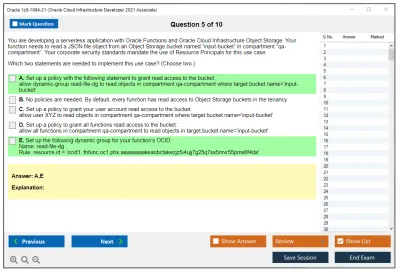 Oracle 1z0-1084-21 Oracle Cloud Infrastructure Developer 2021 Associate Practice test exam simulator test engine exam Prep practice test questions answers Image 5