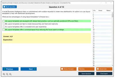 Salesforce Einstein-Analytics-and-Discovery-Consultant Salesforce Einstein Analytics and Discovery Consultant Practice test exam simulator test engine exam Prep practice test questions answers Image 4