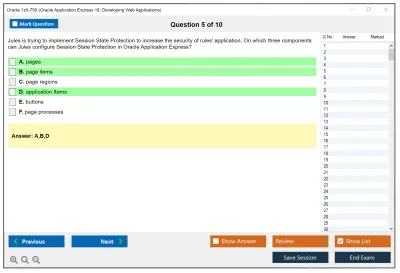 Oracle 1z0-750 Oracle Application Express 18: Developing Web Applications Practice test exam simulator test engine exam Prep practice test questions answers Image 5