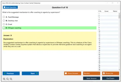 Cisco 500-442 Administering Cisco Contact Center Enterprise (CCEA) Practice test exam simulator test engine exam Prep practice test questions answers Image 8