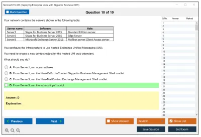 Microsoft 70-333 Deploying Enterprise Voice with Skype for Business 2015 Practice test exam simulator test engine exam Prep practice test questions answers Image 10