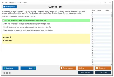 IBM C2010-825 Rational Team Concert V6 Practice test exam simulator test engine exam Prep practice test questions answers Image 7