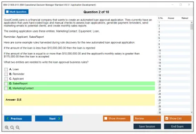 IBM C1000-010 IBM Operational Decision Manager Standard V8.9.1 Application Development Practice test exam simulator test engine exam Prep practice test questions answers Image 2