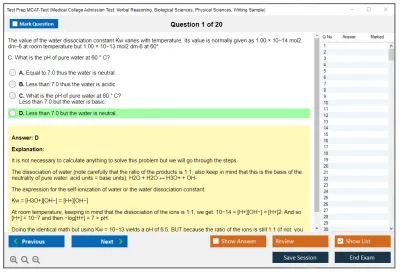 Test Prep MCAT-Test Medical College Admission Test: Verbal Reasoning, Biological Sciences, Physical Sciences, Writing Sample Practice test exam simulator test engine exam Prep practice test questions answers Image 1