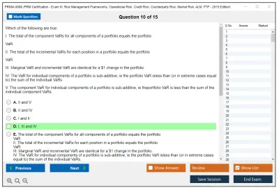 PRMIA 8008 PRM Certification - Exam III: Risk Management Frameworks, Operational Risk, Credit Risk, Counterparty Risk, Market Risk, ALM, FTP - 2015 Edition Practice test exam simulator test engine exam Prep practice test questions answers Image 10