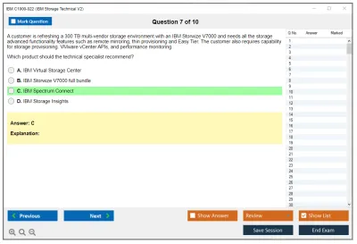 IBM C1000-022 IBM Storage Technical V2 Practice test exam simulator test engine exam Prep practice test questions answers Image 7