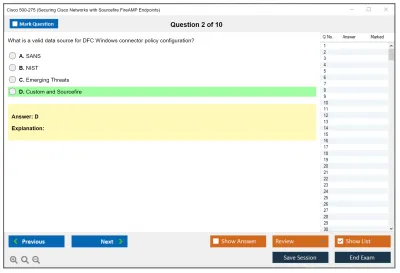 Cisco 500-275 Securing Cisco Networks with Sourcefire FireAMP Endpoints Practice test exam simulator test engine exam Prep practice test questions answers Image 2