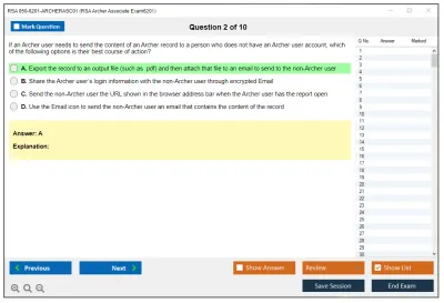 RSA 050-6201-ARCHERASC01 RSA Archer Associate Exam6201 Practice test exam simulator test engine exam Prep practice test questions answers Image 2