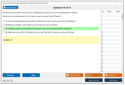 Salesforce Pardot-Specialist Salesforce Certified Pardot Specialist Practice test exam simulator test engine exam Prep practice test questions answers Image 10