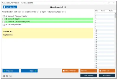 Fortinet NSE5_FCT-7.0 NSE5_FCT-7.0 NSE 5 - FortiClient EMS 7.0 Practice test exam simulator test engine exam Prep practice test questions answers Image 4