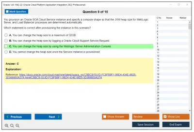 Oracle 1z0-1042-22 Oracle Cloud Platform Application Integration 2022 Professional Practice test exam simulator test engine exam Prep practice test questions answers Image 9