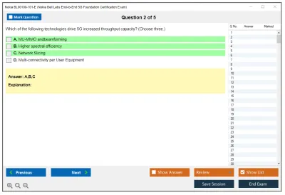 Nokia BL00100-101-E Nokia Bell Labs End-to-End 5G Foundation Certification Exam Practice test exam simulator test engine exam Prep practice test questions answers Image 2