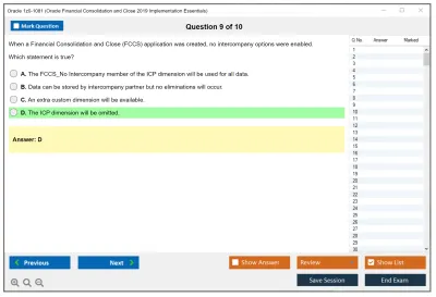 Oracle 1z0-1081 Oracle Financial Consolidation and Close 2019 Implementation Essentials Practice test exam simulator test engine exam Prep practice test questions answers Image 9