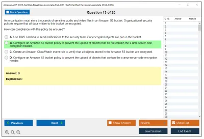 Amazon AWS AWS-Certified-Developer-Associate-DVA-C01 AWS Certified Developer Associate (DVA-C01) Practice test exam simulator test engine exam Prep practice test questions answers Image 13