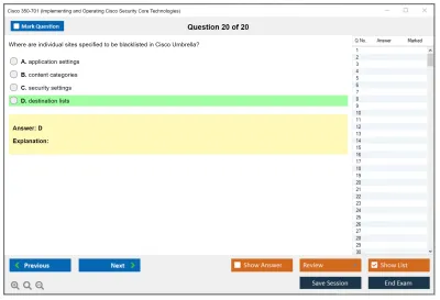 Cisco 350-701 Implementing and Operating Cisco Security Core Technologies (SCOR 350-701) Practice test exam simulator test engine exam Prep practice test questions answers Image 20