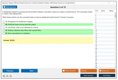 Salesforce Tableau-CRM-and-Einstein-Discovery-Consultant Salesforce Tableau CRM Einstein Discovery Consultant Practice test exam simulator test engine exam Prep practice test questions answers Image 5