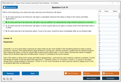 PRMIA 8006 Exam I: Finance Theory Financial Instruments Financial Markets - 2015 Edition Practice test exam simulator test engine exam Prep practice test questions answers Image 5