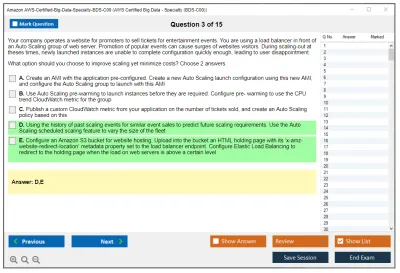 Amazon AWS AWS-Certified-Big-Data-Specialty-BDS-C00 AWS Certified Big Data - Specialty (BDS-C00) Practice test exam simulator test engine exam Prep practice test questions answers Image 3