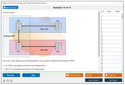 Alcatel-Lucent 4A0-106 Nokia Virtual Private Routed Networks Practice test exam simulator test engine exam Prep practice test questions answers Image 14