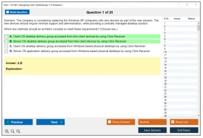 Citrix 1Y0-401 Designing Citrix XenDesktop 7.6 Solutions  Practice test exam simulator test engine exam Prep practice test questions answers Image 1