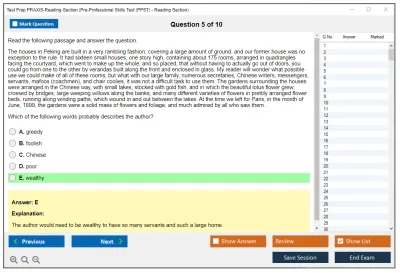 Test Prep PRAXIS-Reading-Section Pre-Professional Skills Test (PPST) - Reading Section Practice test exam simulator test engine exam Prep practice test questions answers Image 5