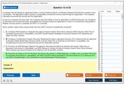 Amazon AWS SAP-C02 AWS Certified Solutions Architect - Professional Practice test exam simulator test engine exam Prep practice test questions answers Image 15