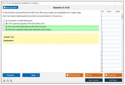 Citrix 1Y0-401 Designing Citrix XenDesktop 7.6 Solutions  Practice test exam simulator test engine exam Prep practice test questions answers Image 8