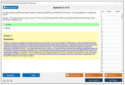 HP HPE2-W09 Aruba Data Center Network Specialist Exam Practice test exam simulator test engine exam Prep practice test questions answers Image 4