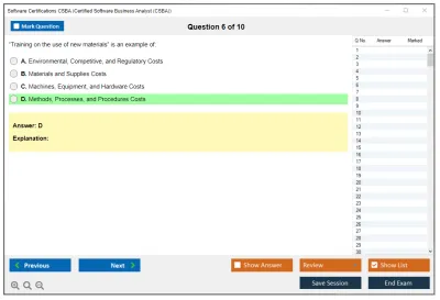 Software Certifications CSBA Certified Software Business Analyst (CSBA) Practice test exam simulator test engine exam Prep practice test questions answers Image 6