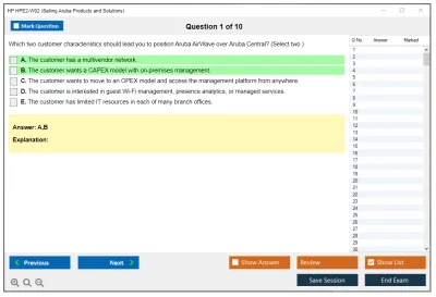 HP HPE2-W02 Selling Aruba Products and Solutions Practice test exam simulator test engine exam Prep practice test questions answers Image 1