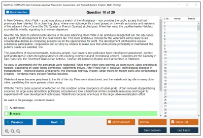 Test Prep COMPASS-Test Computer-adaptive Placement, Assessment, and Support System: English, Math, Writing Practice test exam simulator test engine exam Prep practice test questions answers Image 10