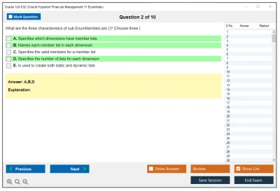 Oracle 1z0-532 Oracle Hyperion Financial Management 11 Essentials Practice test exam simulator test engine exam Prep practice test questions answers Image 2