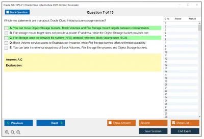 Oracle 1z0-1072-21 Oracle Cloud Infrastructure 2021 Architect Associate Practice test exam simulator test engine exam Prep practice test questions answers Image 7