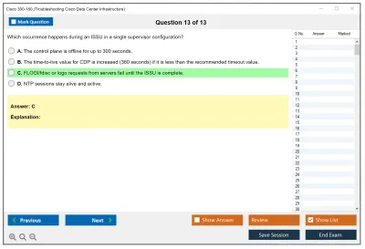 Cisco 300-180 Troubleshooting Cisco Data Center Infrastructure Practice test exam simulator test engine exam Prep practice test questions answers Image 13
