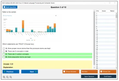 SAS Institute A00-405 SAS Viya 3.5 Natural Language Processing and Computer Vision Practice test exam simulator test engine exam Prep practice test questions answers Image 3