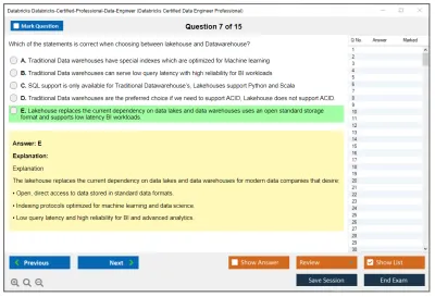 Databricks Databricks-Certified-Professional-Data-Engineer Databricks Certified Data Engineer Professional Exam Practice test exam simulator test engine exam Prep practice test questions answers Image 7