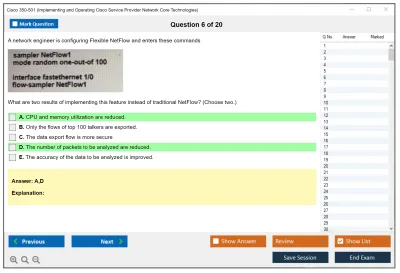 Cisco 350-501 Implementing and Operating Cisco Service Provider Network Core Technologies (350-501 SPCOR) Practice test exam simulator test engine exam Prep practice test questions answers Image 6