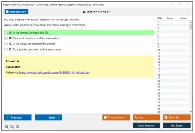 Pegasystems PEGAPCRSA80V1_2019 Pega Certified Robotics System Architect (PCRSA) 80V1 2019 Practice test exam simulator test engine exam Prep practice test questions answers Image 10