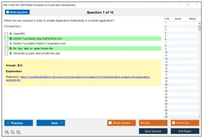 IBM C1000-003 IBM Mobile Foundation v8.0 Application Development Practice test exam simulator test engine exam Prep practice test questions answers Image 1